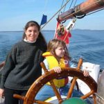Jolly Breeze Owner and Small Passenger Enjoy the View from the Helm of the Jolly Breeze Whale Watching Ship, Saint Andrews, New Brunswick