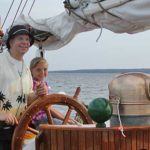A Father and Daughter Enjoying Their Time at Sea Whale Watching on the Jolly Breeze, New Brunswick